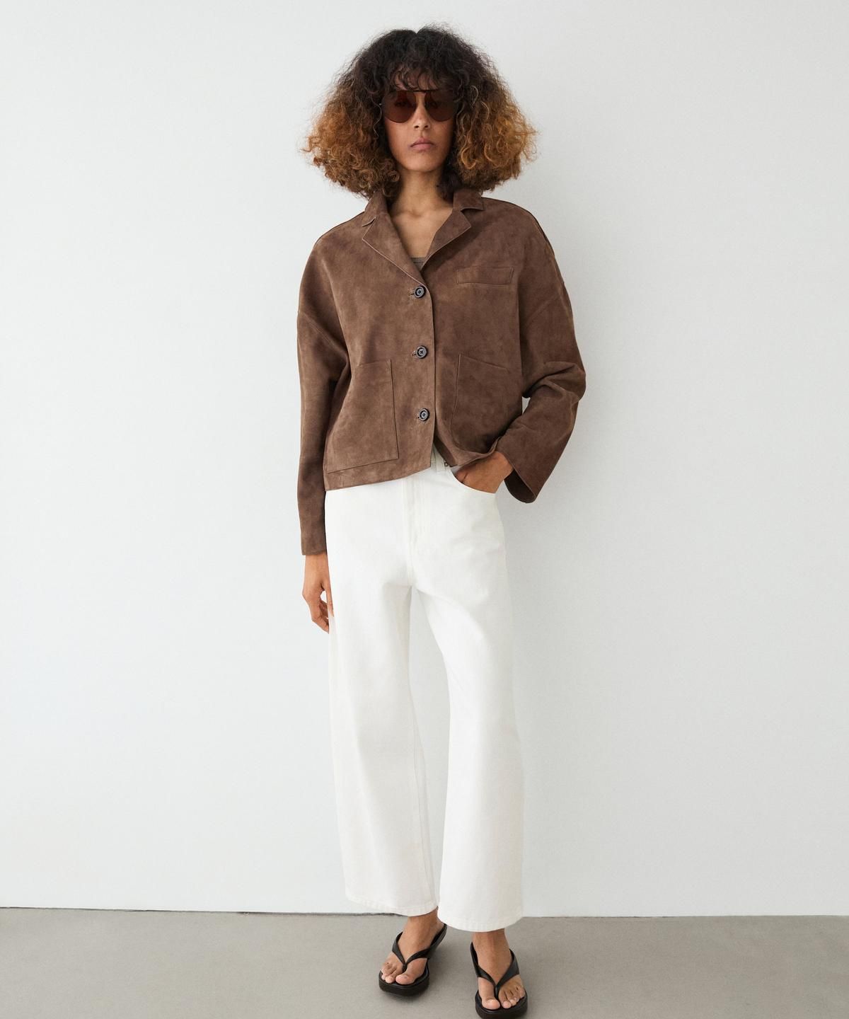마시모두띠(MASSIMO DUTTI) 플루이드 스웨이드 가죽 재킷