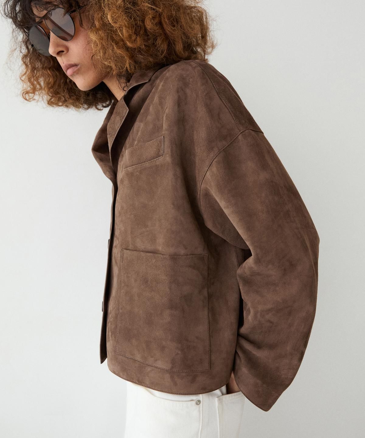 마시모두띠(MASSIMO DUTTI) 플루이드 스웨이드 가죽 재킷