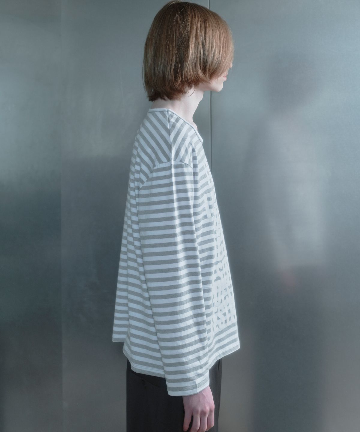 키류(KIRYU) I DESTROY STRIPE LONG SLEEVE T-SHIRT_MELANGE GRAY