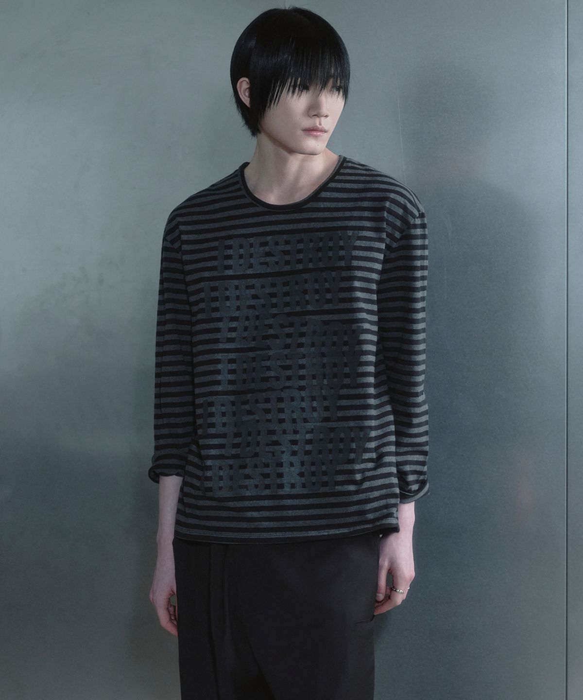 키류(KIRYU) I DESTROY STRIPE LONG SLEEVE T-SHIRT_BLACK