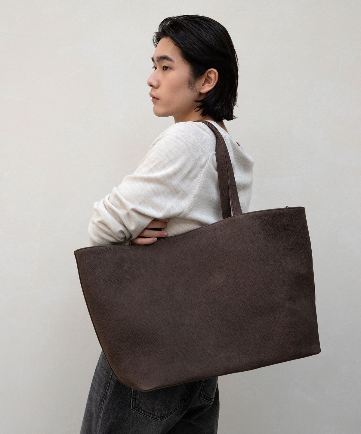 앤드로스(ANDROS) Cow Nubuck Shopper Bag (Dark Brown)