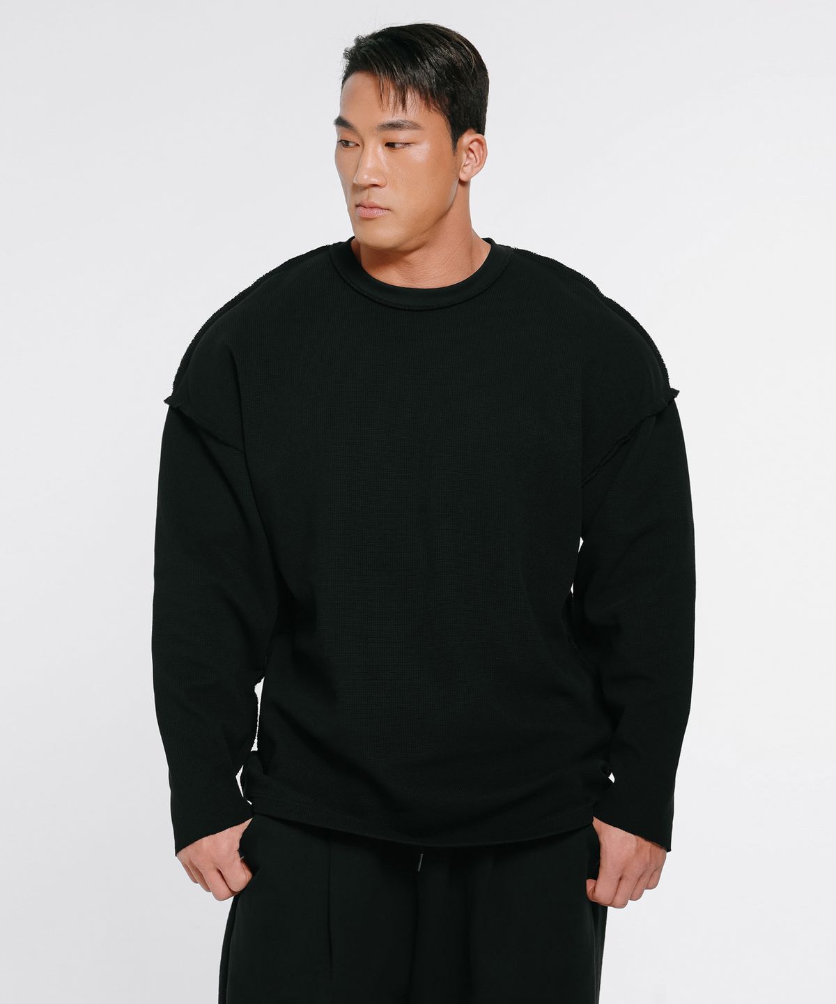 랩스온랩스(REPSONREPS) 그라데이션 워싱 와플 데끼 긴팔 2컬러