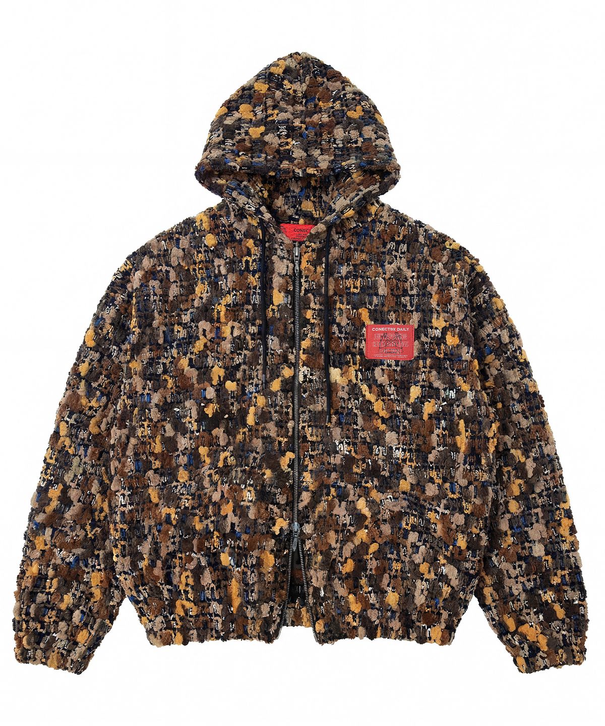 커넥트엑스(CONECTX) CONECTX Knit Signal Texture Zip Hoodie_Brown Mix