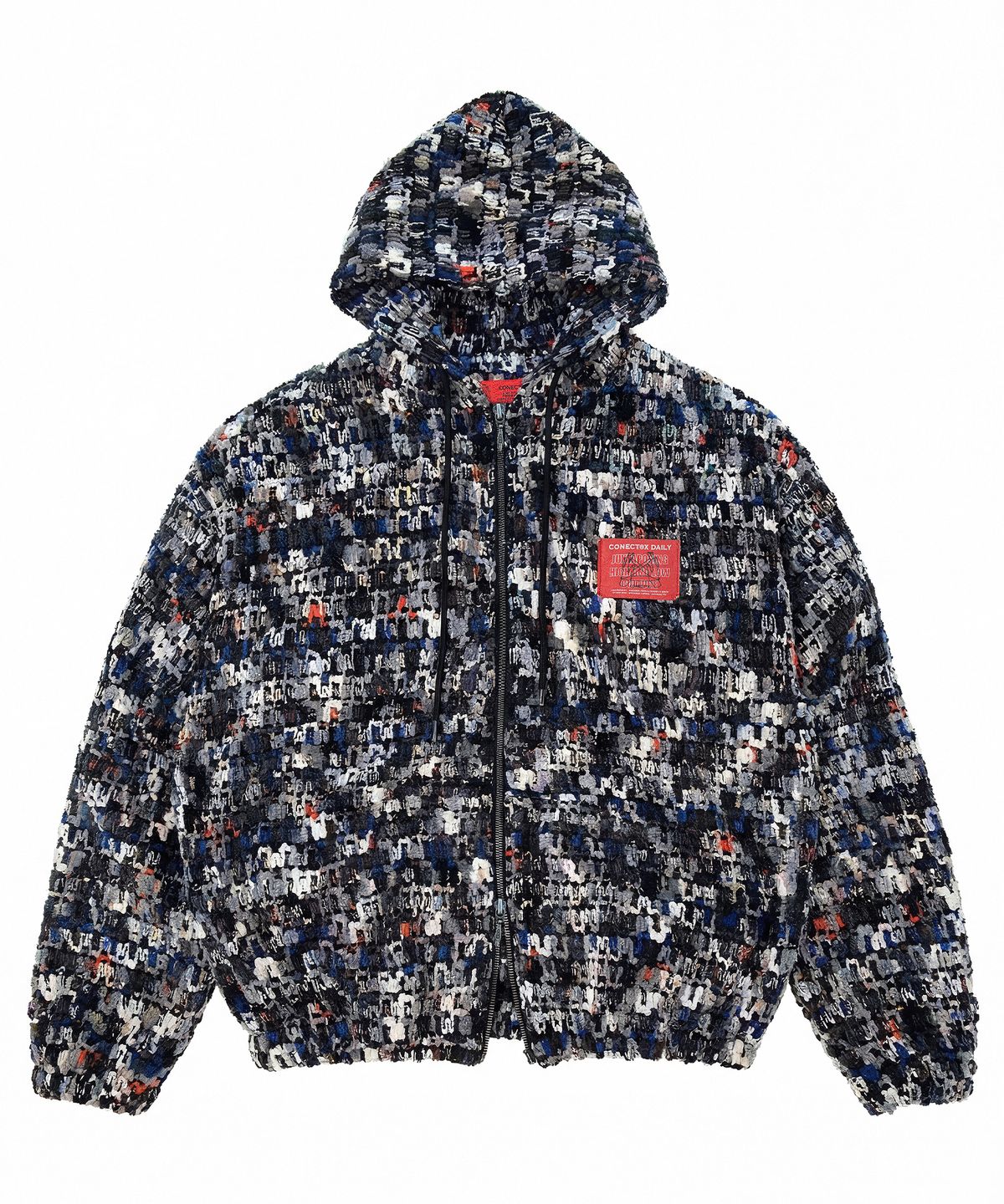 커넥트엑스(CONECTX) CONECTX Knit Signal Texture Zip Hoodie_Blue Mix
