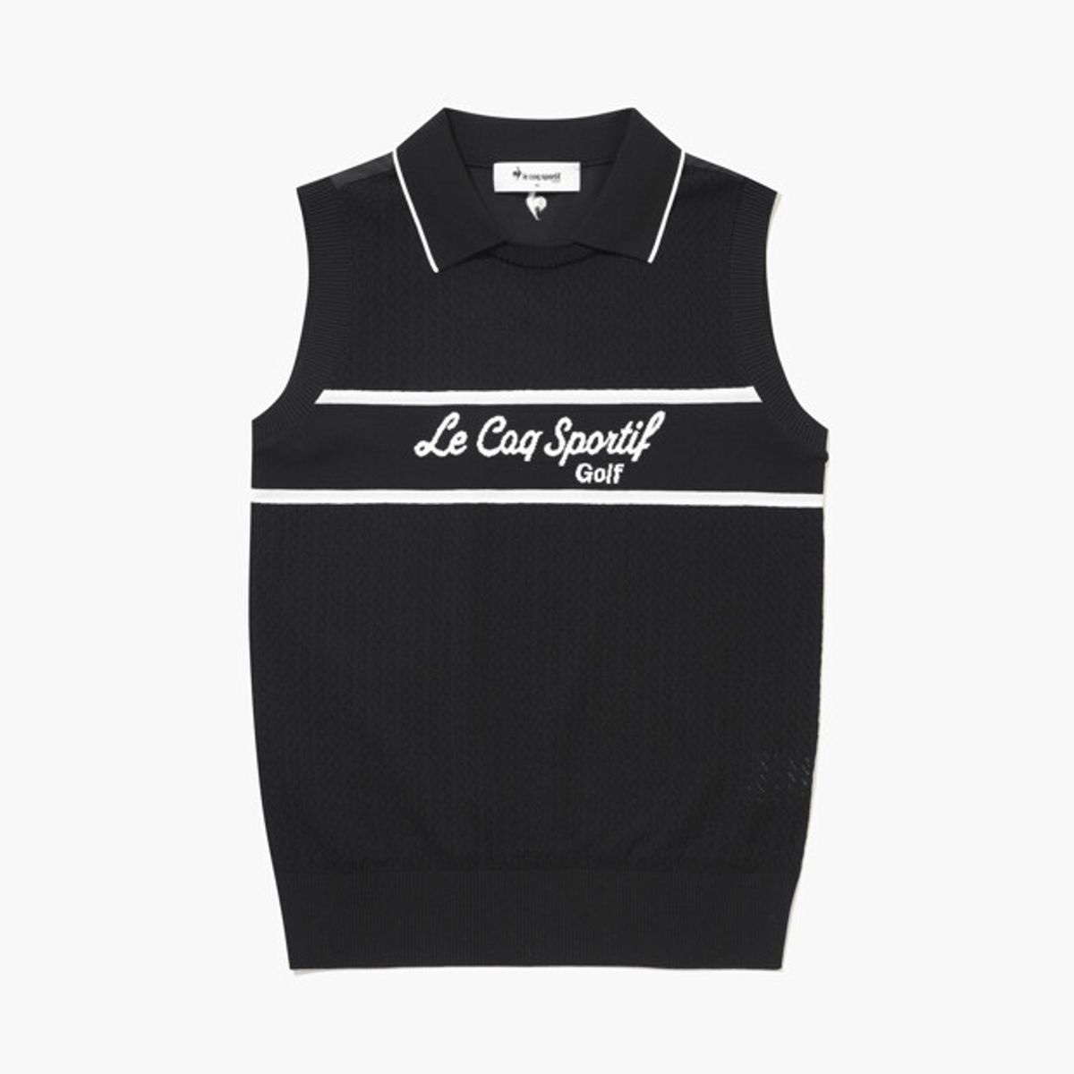 르꼬끄 골프(LECOQ GOLF) 여성 하이브리드 슬리브리스 스웨터 _BLCK GR222LKP41