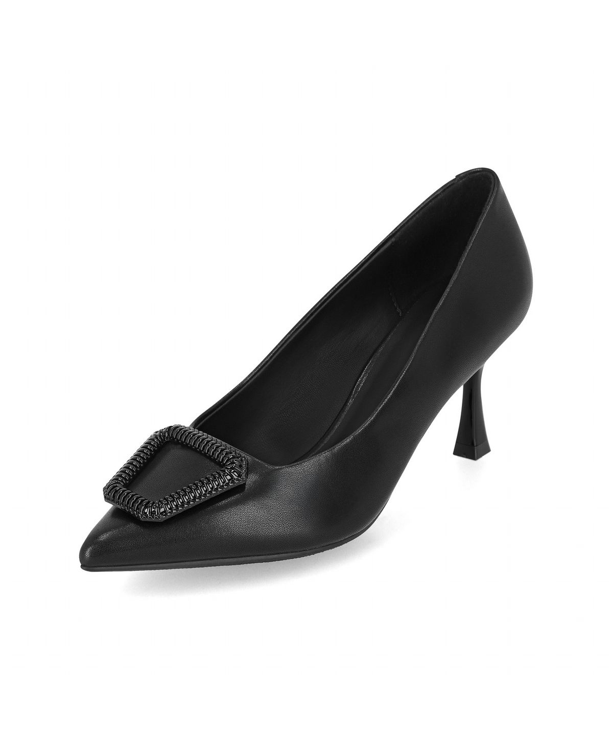 엘칸토(ELCANTO) 인텐스 여성 스퀘어 장식 원포인트 스틸레토 펌프스 7cm LCWD50I613