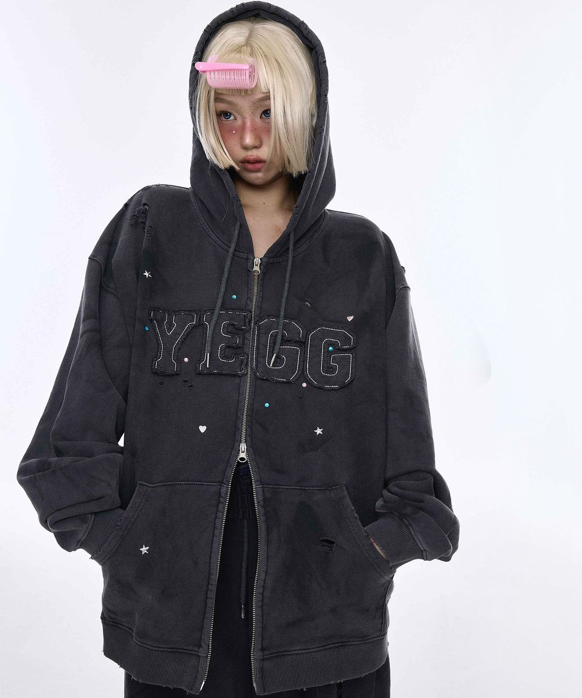 예그(YEGG) 디스트로이드 예그 후디 챠콜