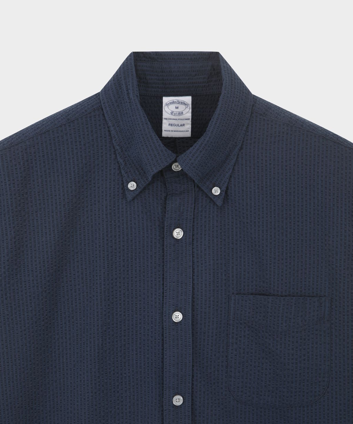 브룩스 브라더스(BROOKS BROTHERS) 시어서커 솔리드 셔츠 (네이비) (BBTHMNG202)