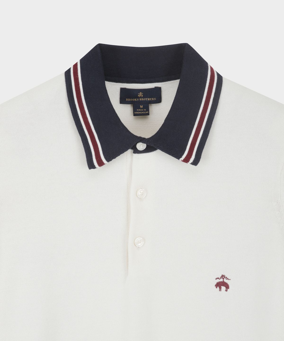 브룩스 브라더스(BROOKS BROTHERS) 배색 폴로 스웨터 (화이트) (BBWTMFG201)