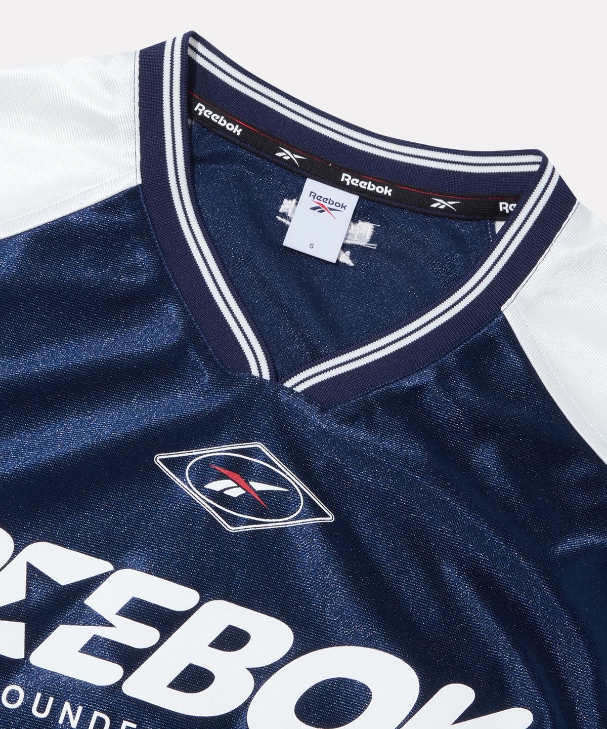 리복(REEBOK) 스포츠 저지 새틴 반팔티 (W) - 네이비