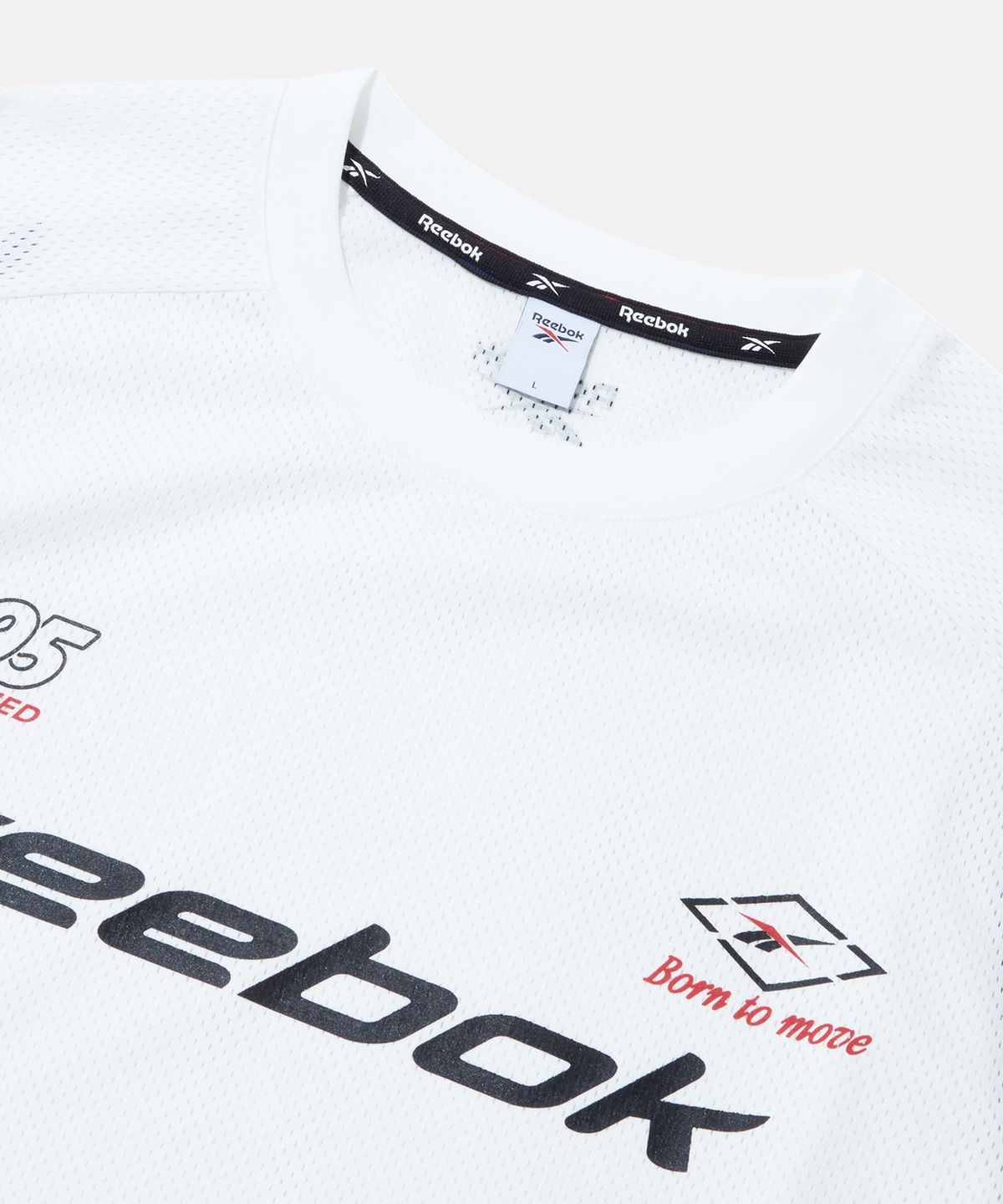 리복(REEBOK) 스포츠 저지 메쉬 긴팔티 - 오프 화이트