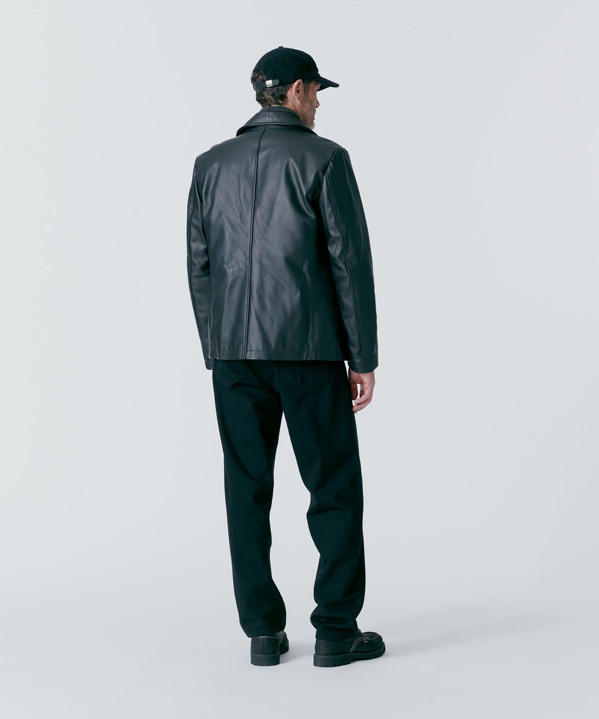 노아(NOAH) (U) 인슐레이티드 레더 피코트 블랙 INSULATED LEATHER PEACOAT BLACK