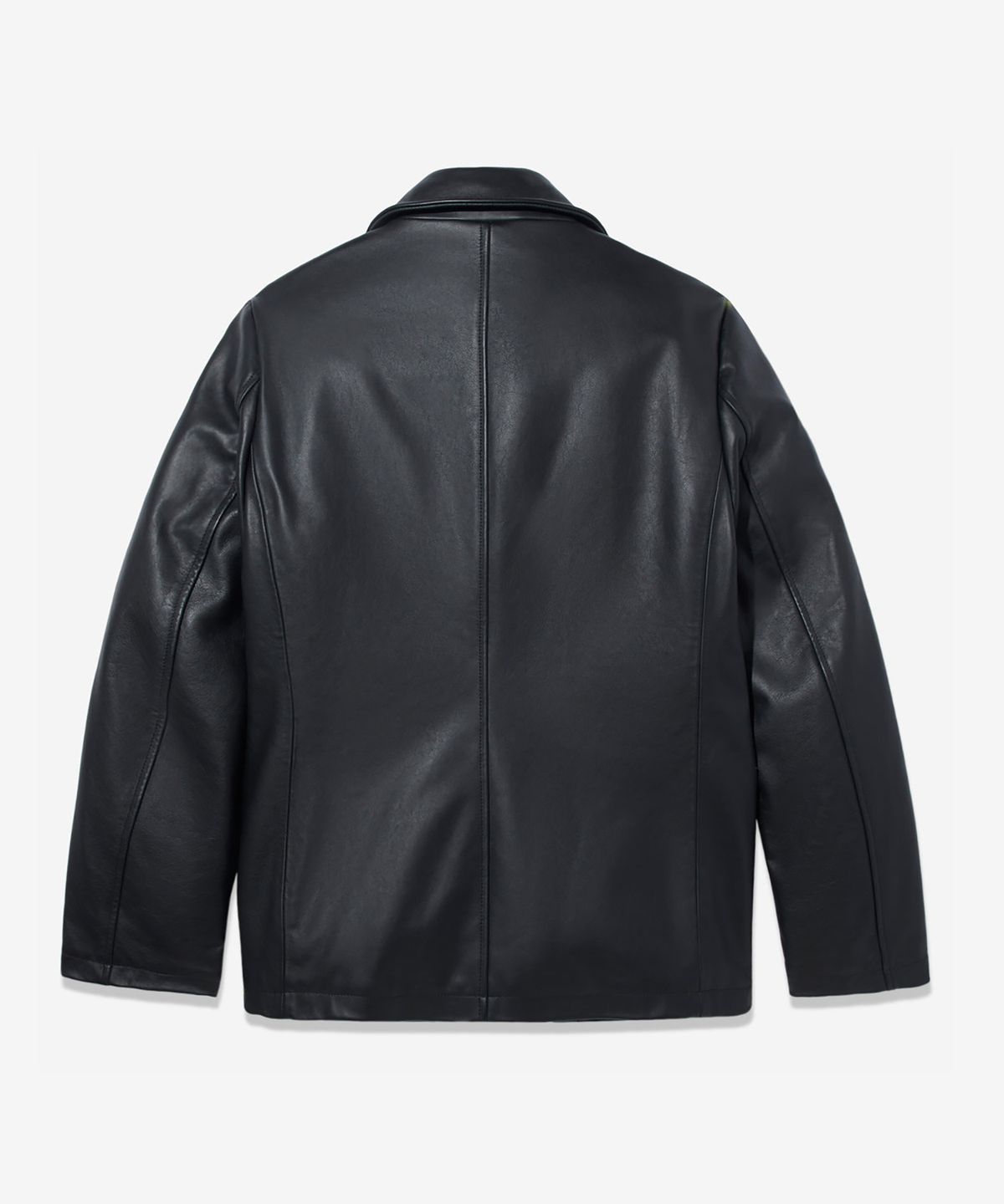 노아(NOAH) (U) 인슐레이티드 레더 피코트 블랙 INSULATED LEATHER PEACOAT BLACK