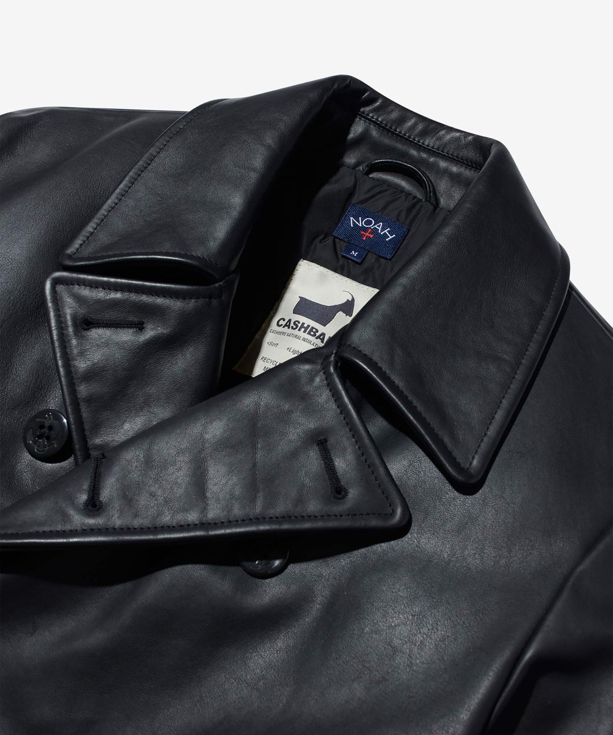 노아(NOAH) (U) 인슐레이티드 레더 피코트 블랙 INSULATED LEATHER PEACOAT BLACK