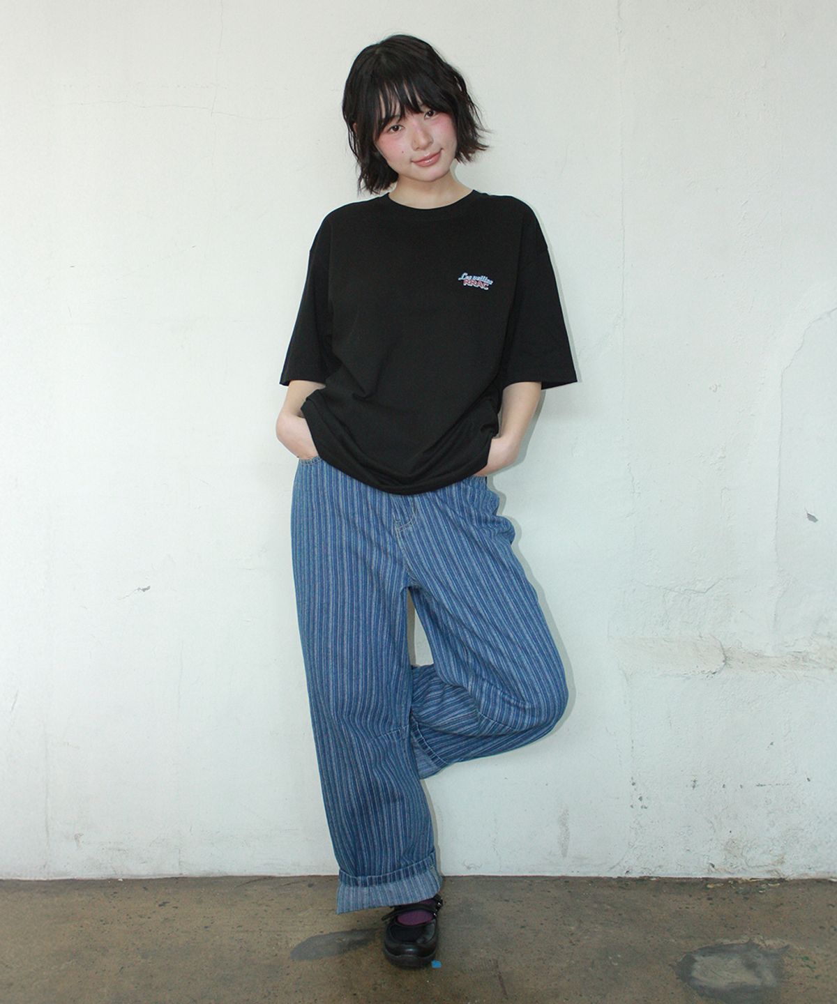 론론(RONRON) VINTAGE RASPBERRY OVER FIT T SHIRT BLACK