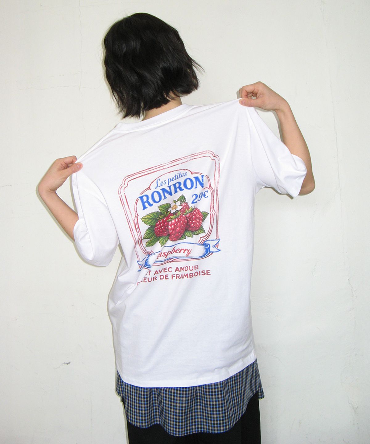 론론(RONRON) VINTAGE RASPBERRY OVER FIT T SHIRT WHITE