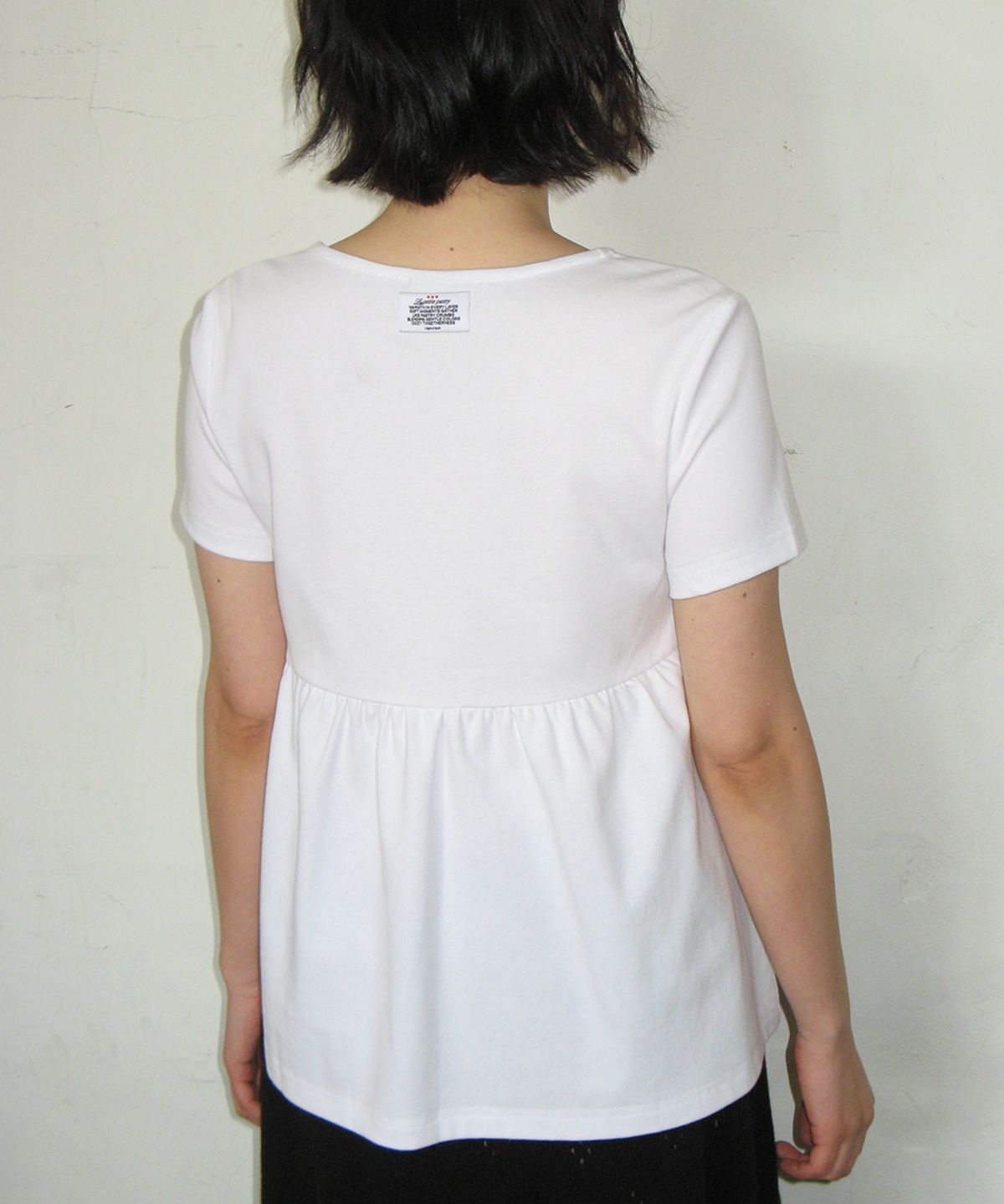 론론(RONRON) KNOT RIBBON A LINE T SHIRT WHITE