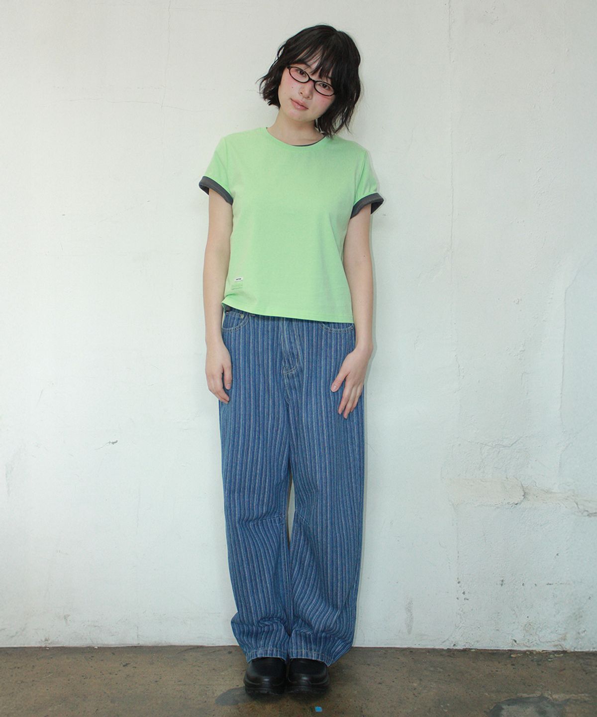 론론(RONRON) MINI LABEL CROP SHORT SLEEVE LIME