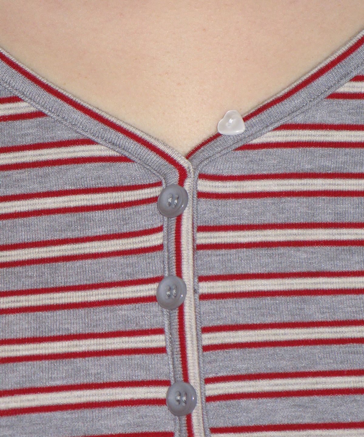 론론(RONRON) MULTI STRIPE V NECK LONG SLEEVE RED