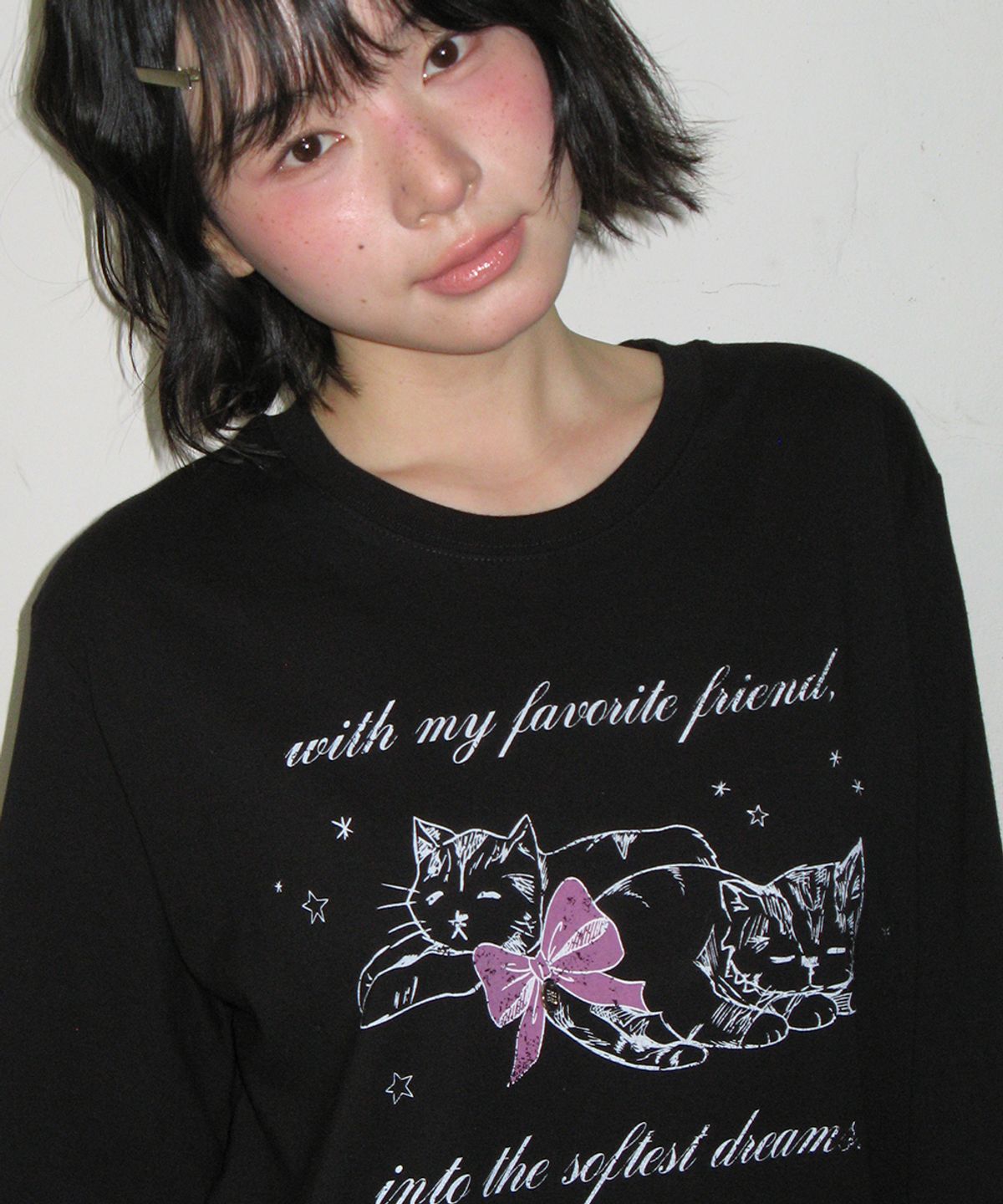 론론(RONRON) SOFTEST DREAM CAT LONG SLEEVE BLACK