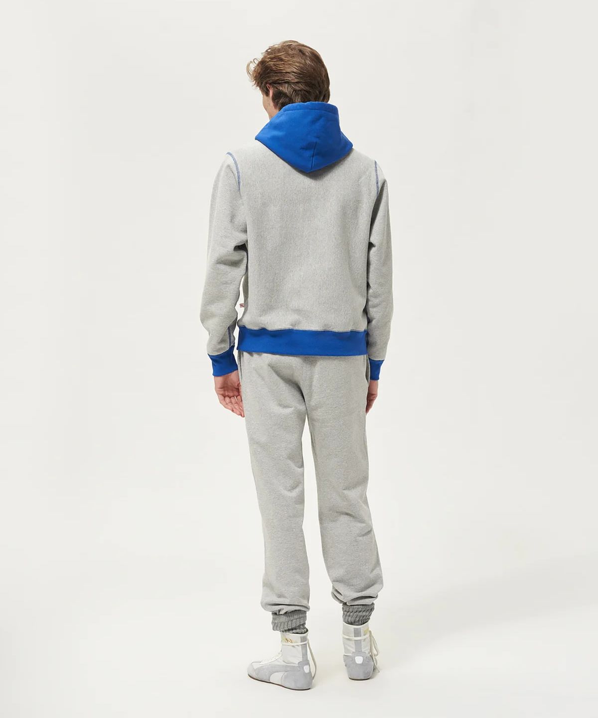 노아(NOAH) (U) 컬러 블록 후디 헤더 그레이 로얄 COLOR BLOCK HOODIE BLUE