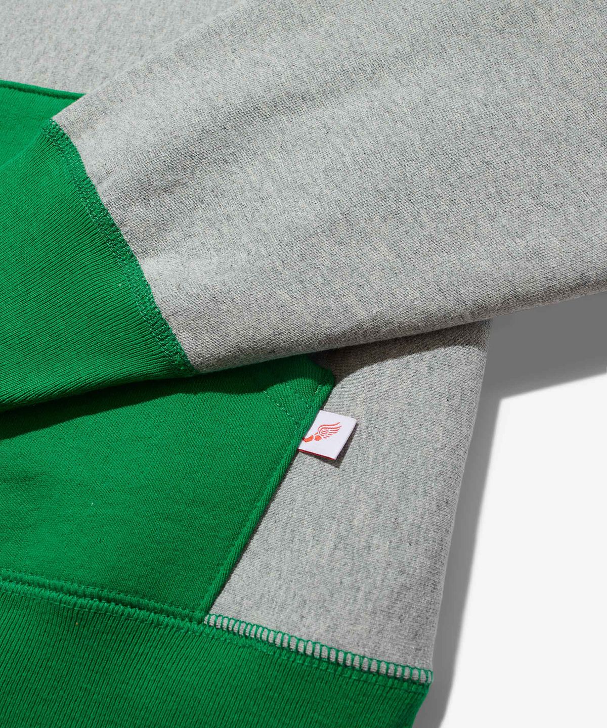 노아(NOAH) (U) 컬러 블록 후디 헤더 그레이 켈리 그린 COLOR BLOCK HOODIE GREEN