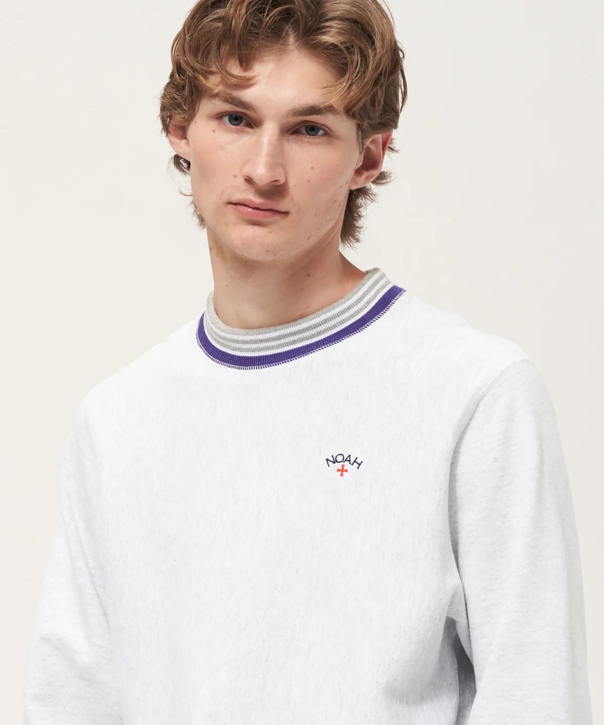 노아(NOAH) (U) 스트라이프 립 크루넥 애쉬 헤더 STRIPED RIB CREWNECK GREY