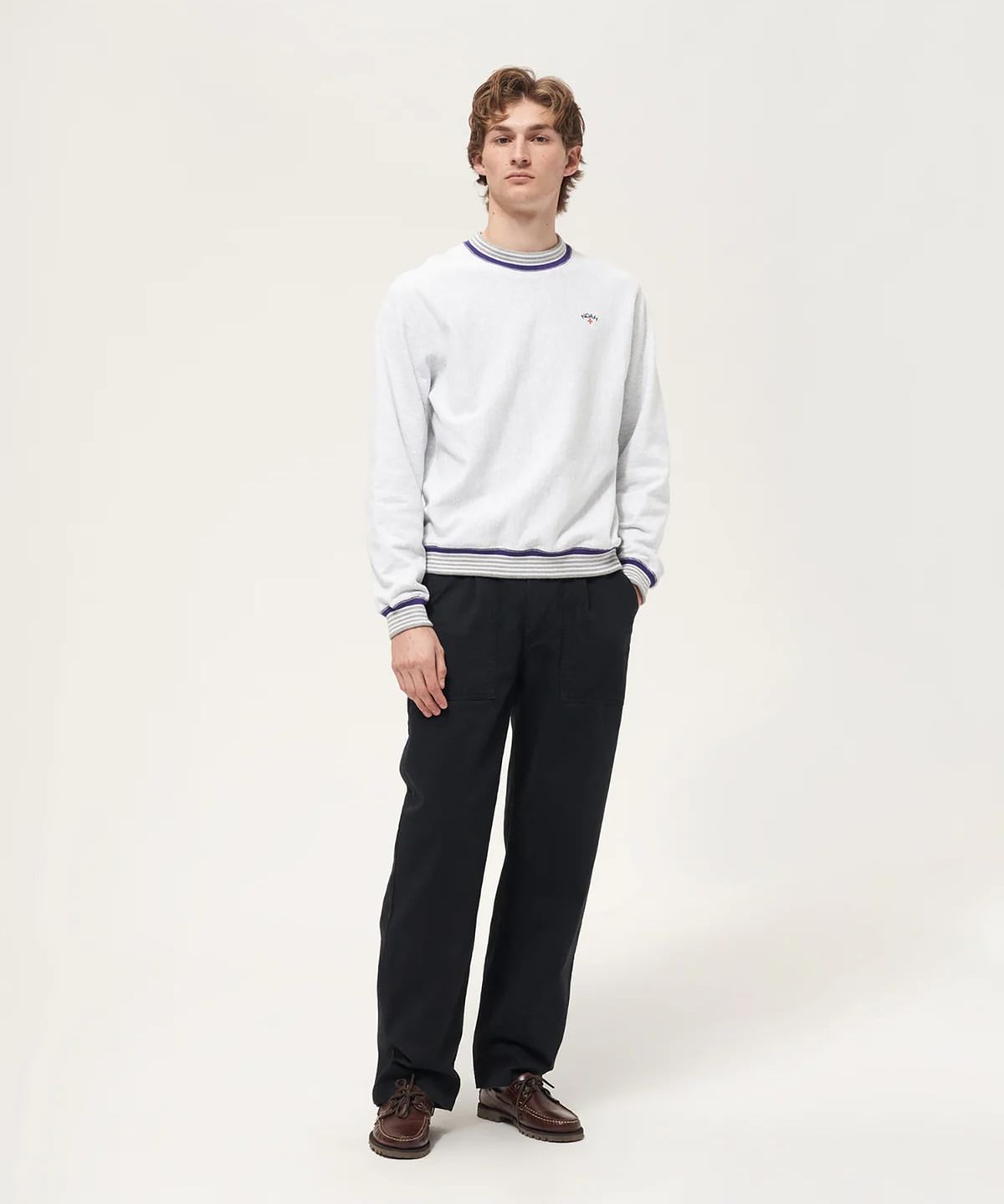 노아(NOAH) (U) 스트라이프 립 크루넥 애쉬 헤더 STRIPED RIB CREWNECK GREY