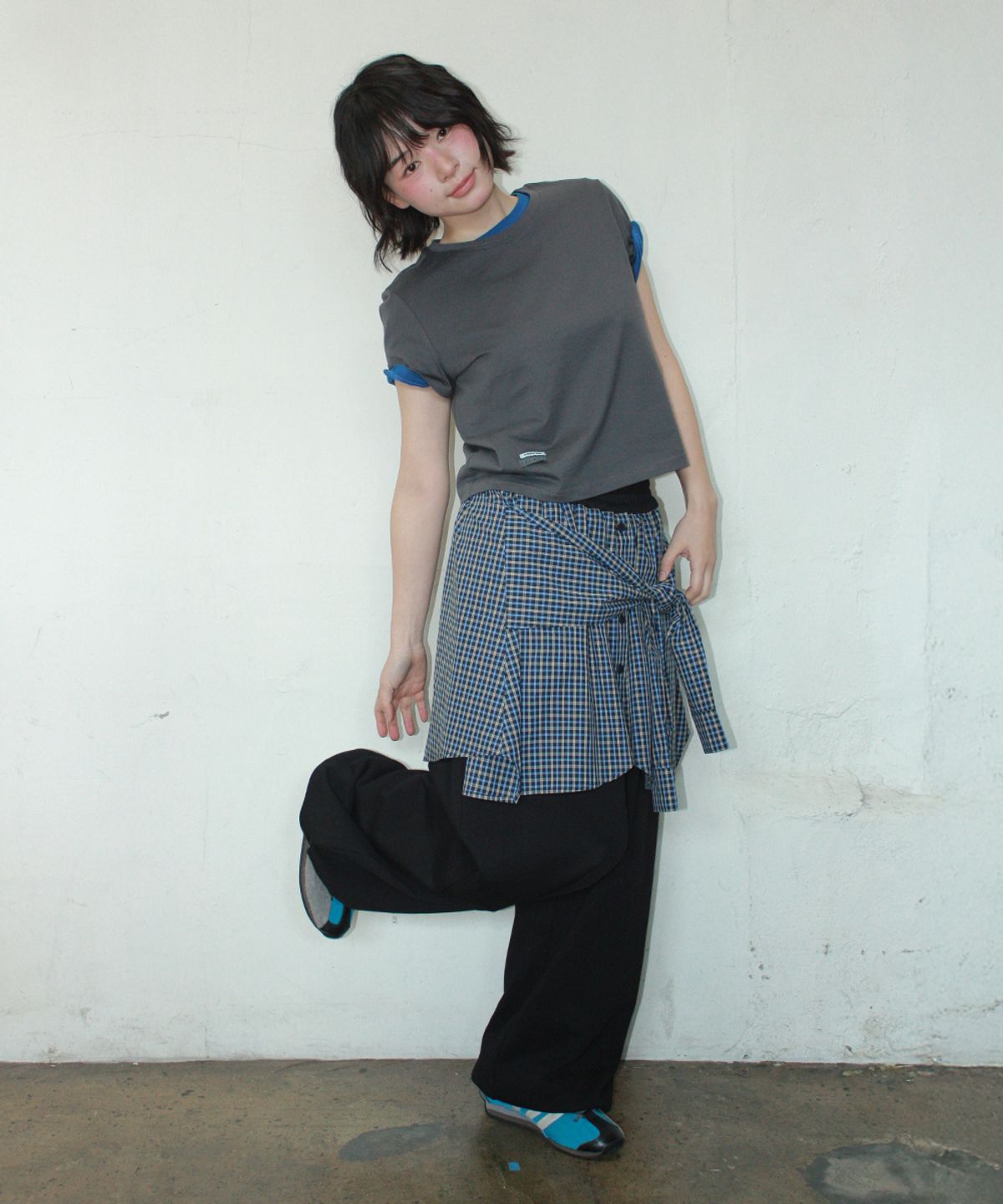 론론(RONRON) SHIRT LAYERED SWEAT PANTS BLACK