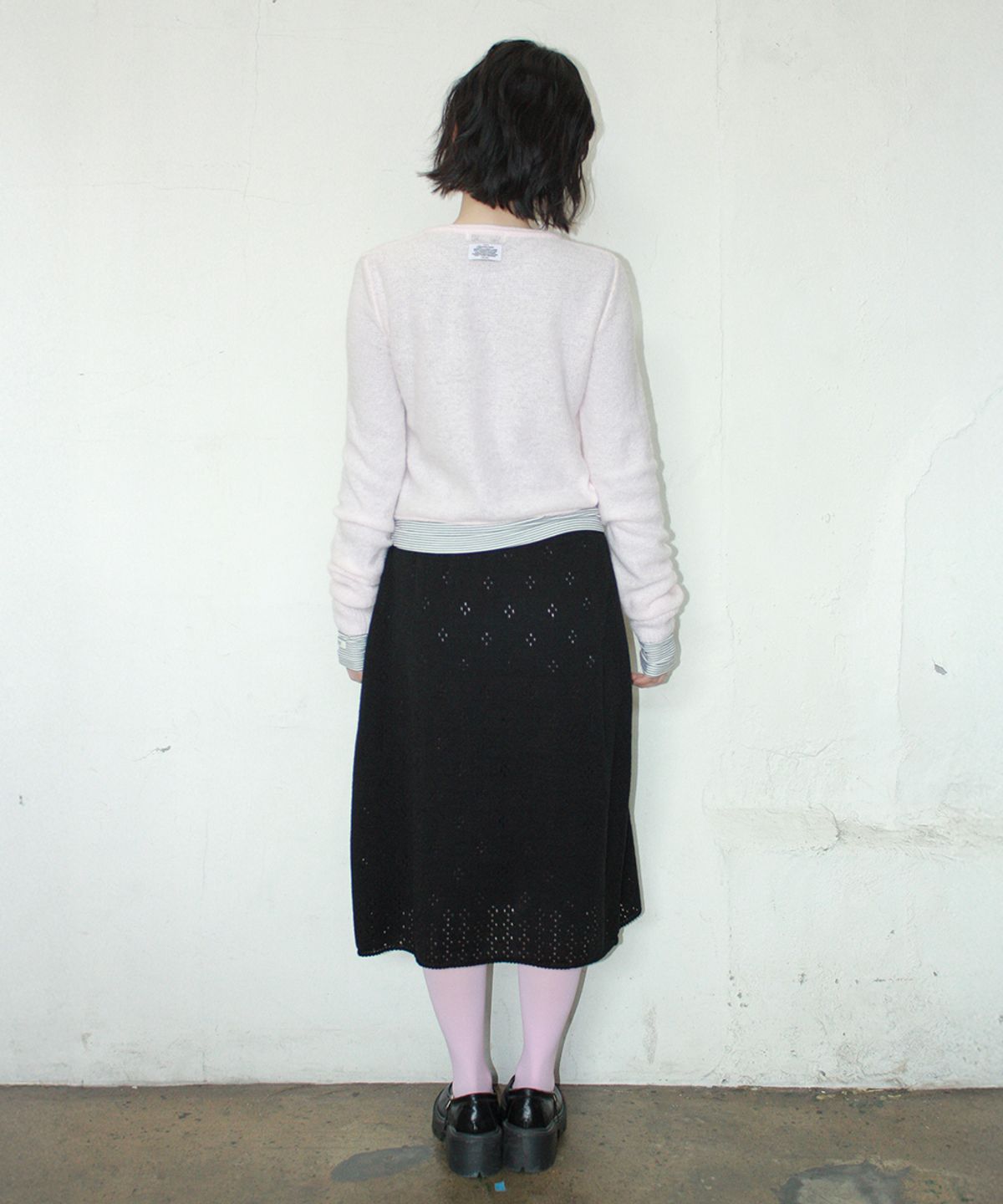 론론(RONRON) POINTELLE KNIT LONG SKIRT BLACK