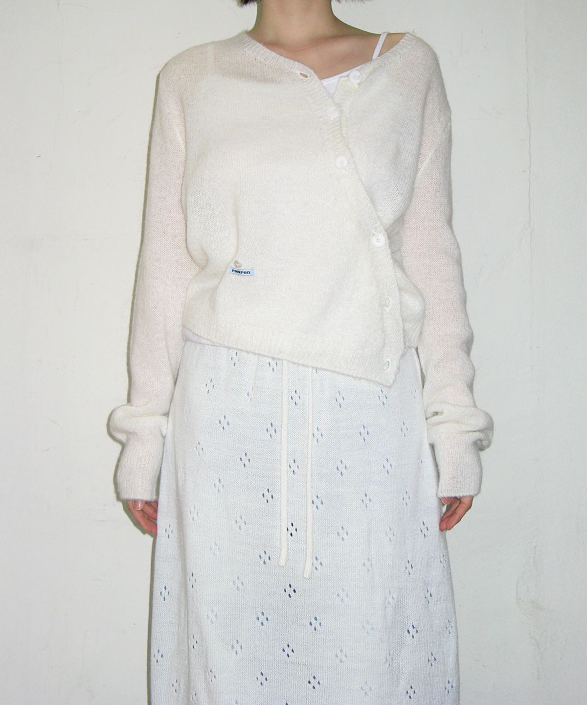 론론(RONRON) POINTELLE KNIT LONG SKIRT IVORY