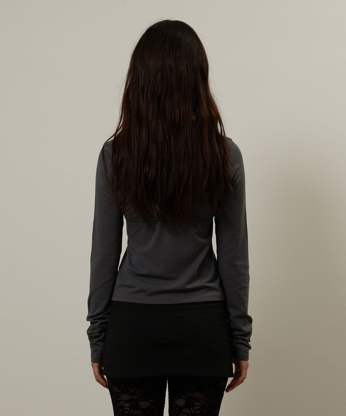 기머(GIMOR) Tie Bustier Long Sleeve Charcoal