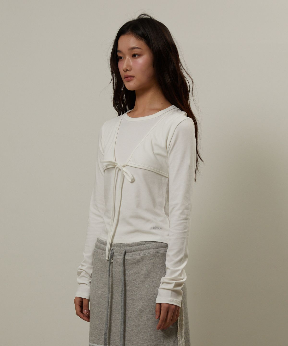 기머(GIMOR) Tie Bustier Long Sleeve White