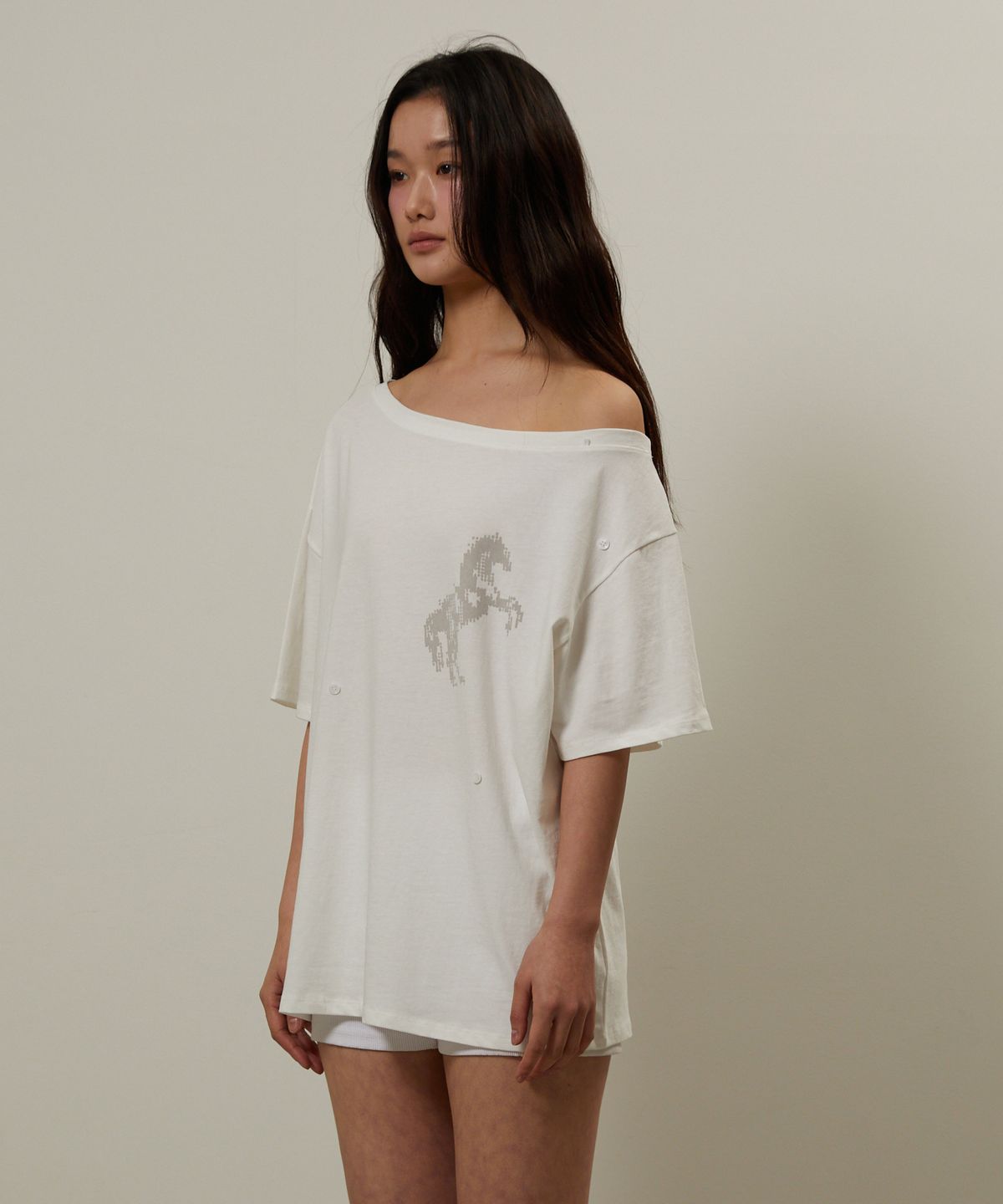 기머(GIMOR) 2Way Cut Out Tee White