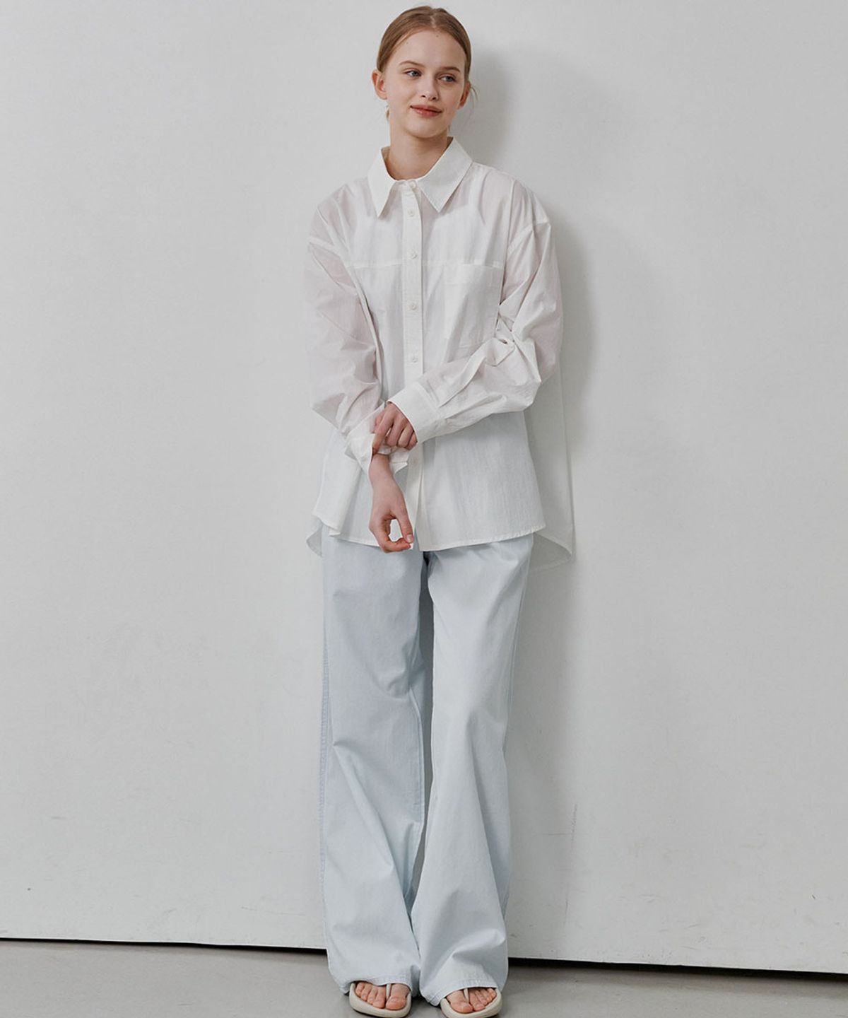 마롭(MALOUPE) 4121  썸머 나일론 오버핏 셔츠 (화이트)