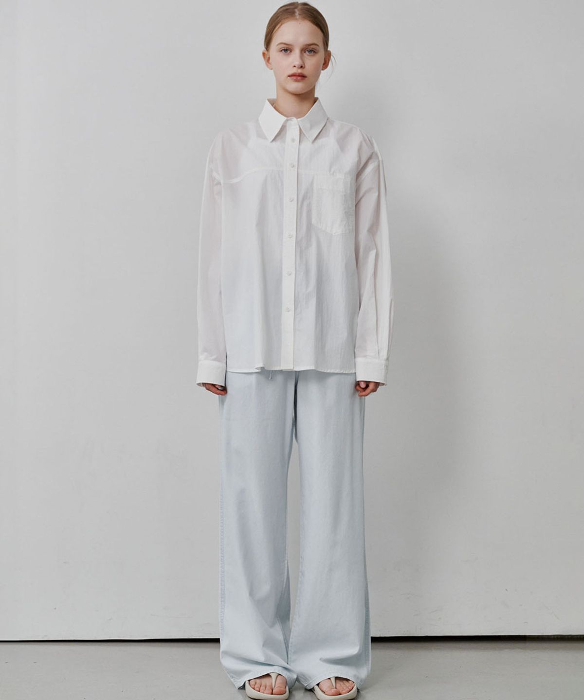 마롭(MALOUPE) 4121  썸머 나일론 오버핏 셔츠 (화이트)