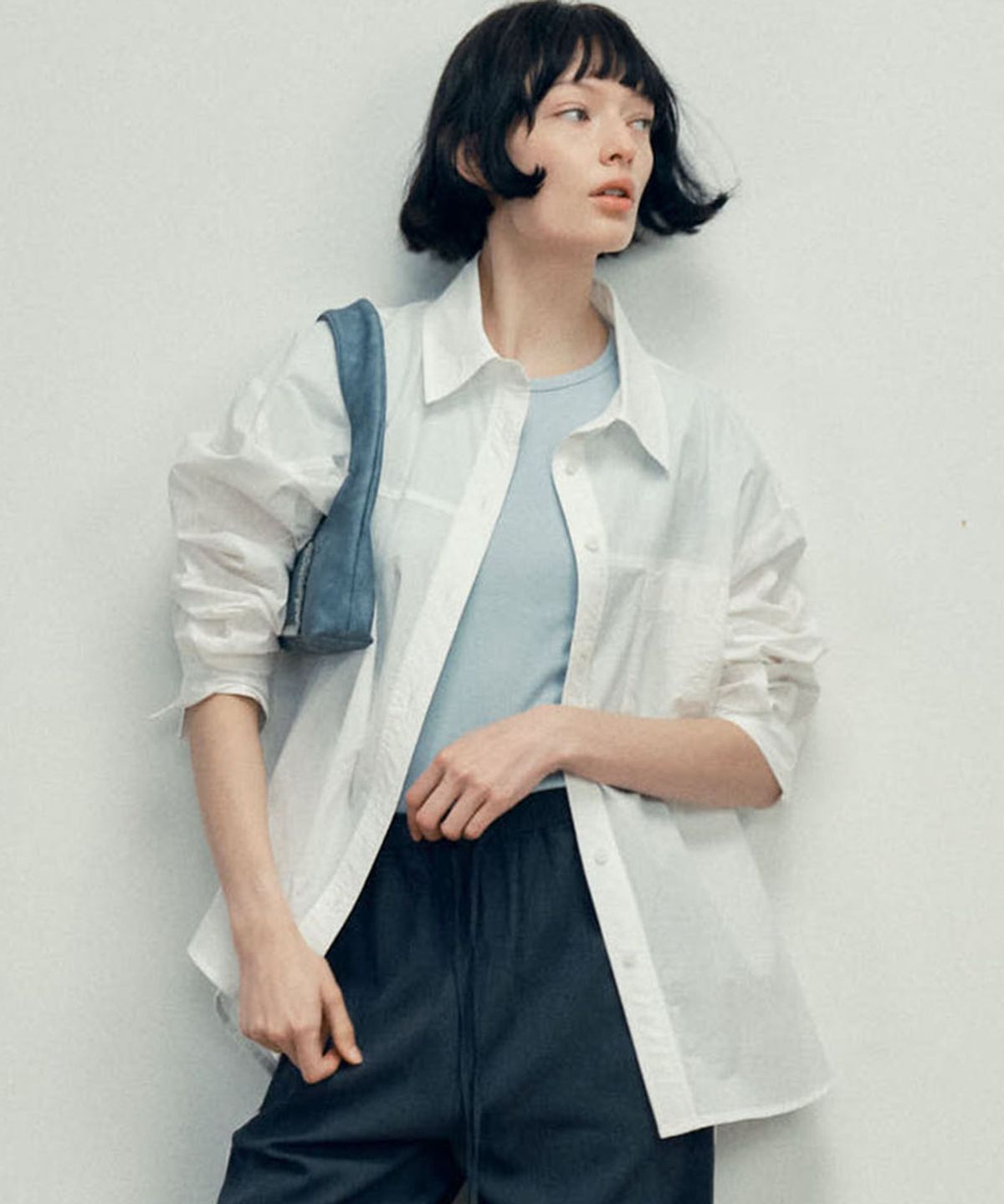 마롭(MALOUPE) 4121  썸머 나일론 오버핏 셔츠 (화이트)