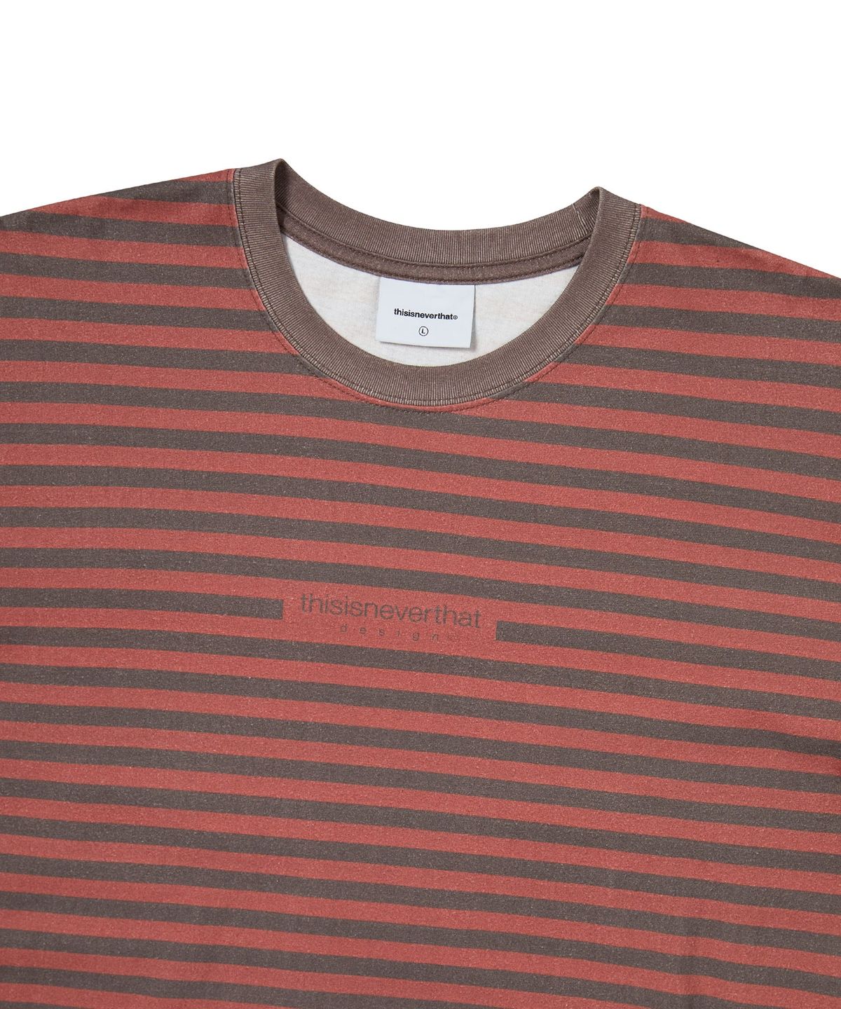디스이즈네버댓(THISISNEVERTHAT) Printed Striped Tee Red