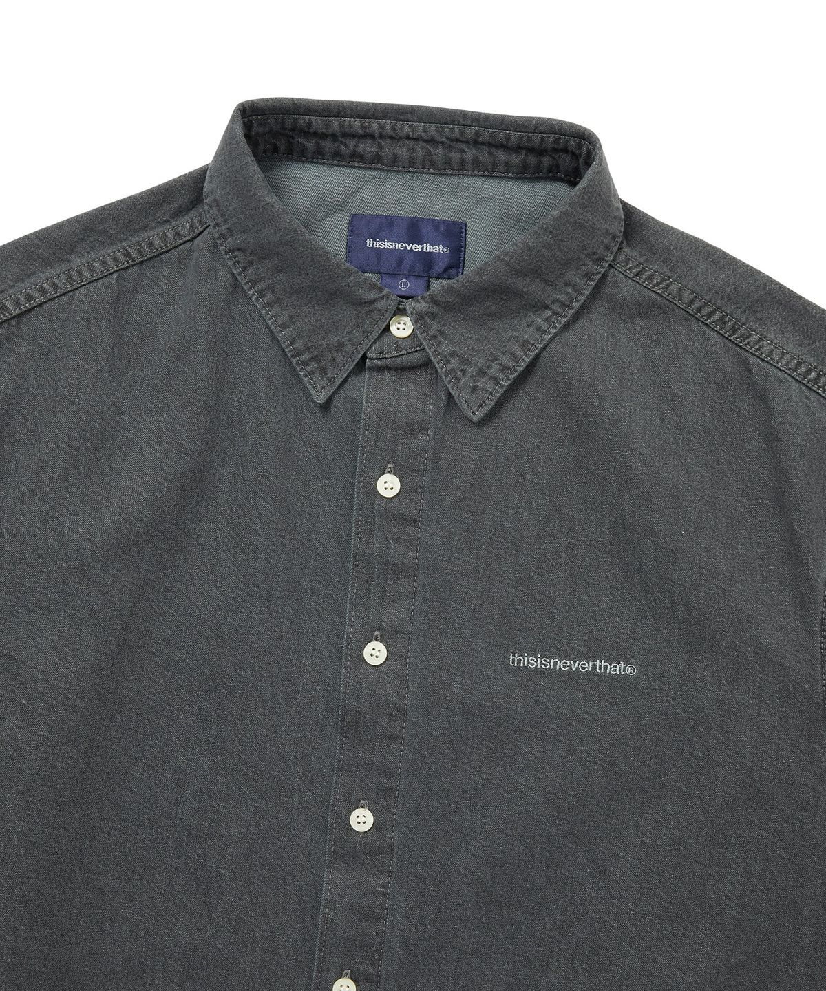 디스이즈네버댓(THISISNEVERTHAT) Washed Denim S/S Shirt Dusty Grey