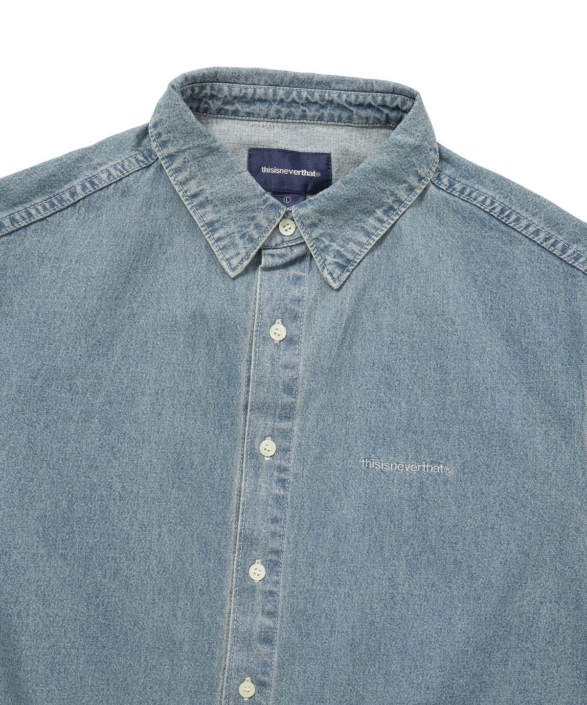 디스이즈네버댓(THISISNEVERTHAT) Washed Denim S/S Shirt Washed Blue