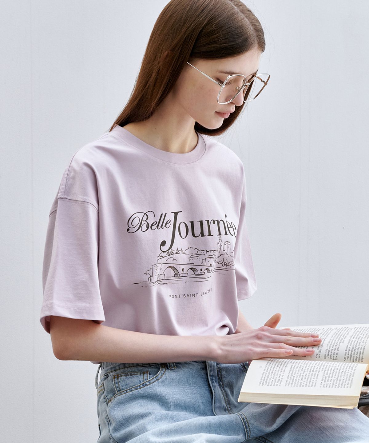 마롭(MALOUPE) 5216 레귤러핏 그래픽 티셔츠 (핑크)