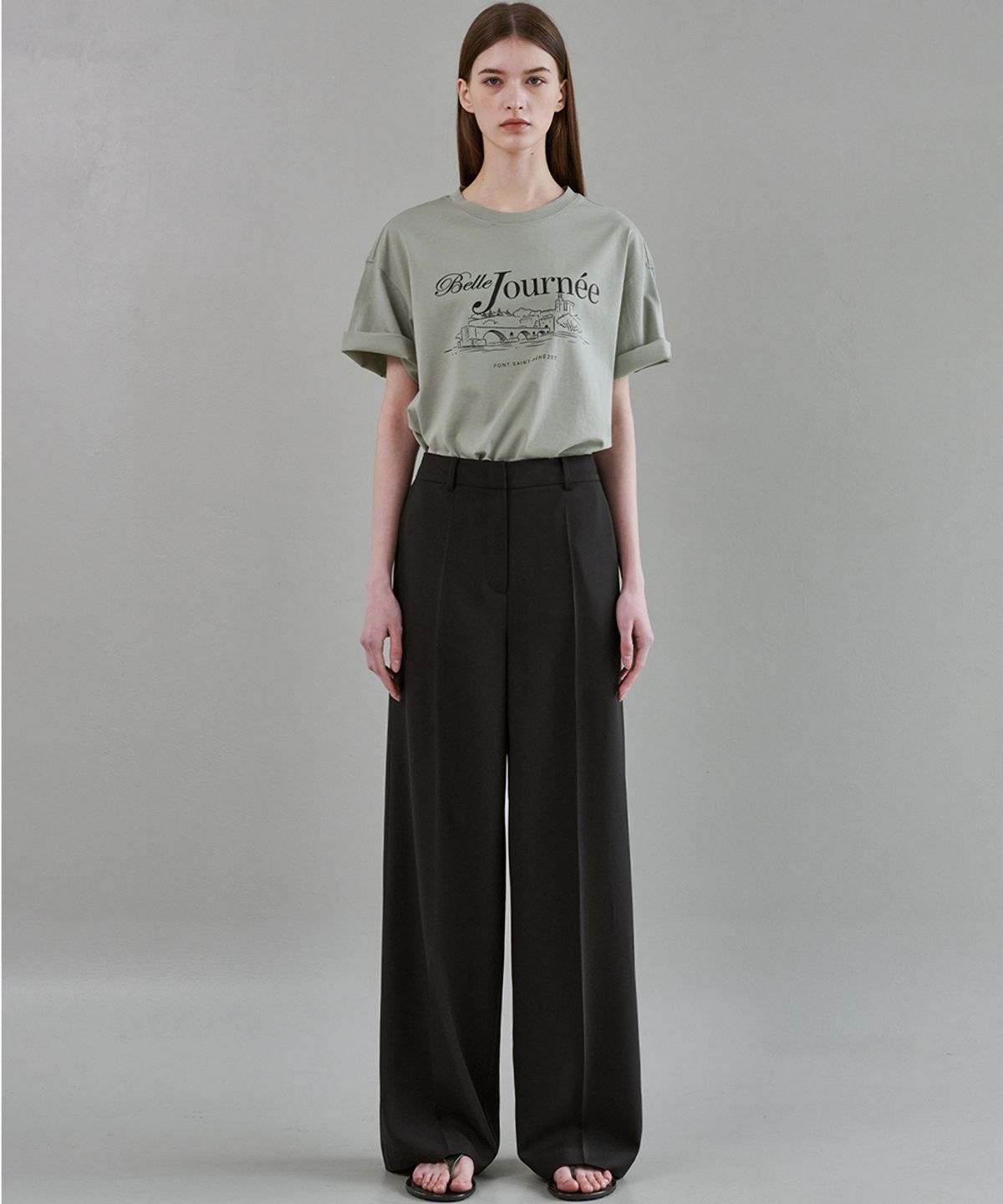 마롭(MALOUPE) 5216 레귤러핏 그래픽 티셔츠 (카키)