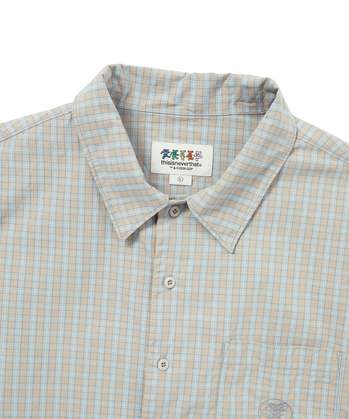 디스이즈네버댓(THISISNEVERTHAT) GD Lightning Bear Check Shirt Light Blue