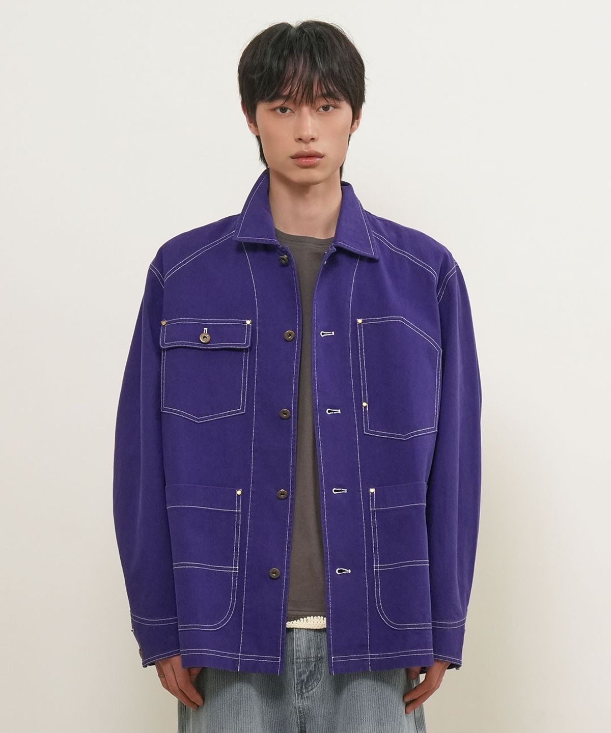 제너럴아이디어(GENERALIDEA) MAN 워시드 레일로드 워크자켓 [PURPLE] / GF1MJK007