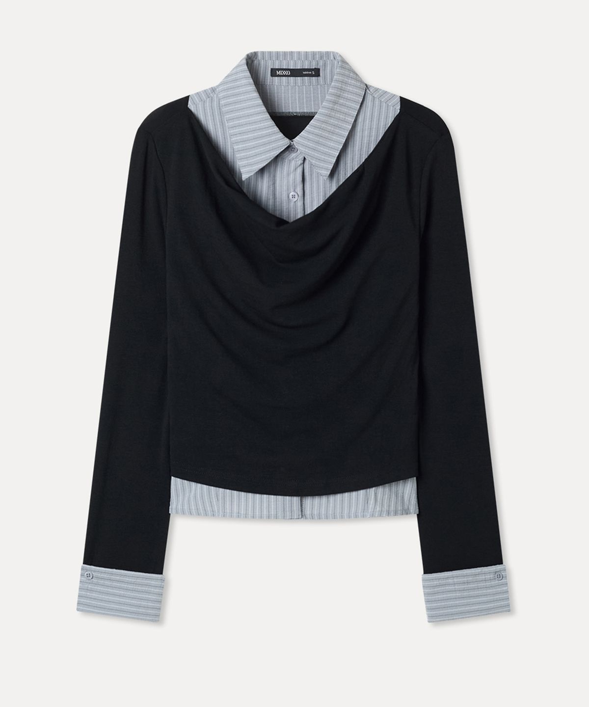 미쏘(MIXXO) 카울넥 탑 레이어디드 셔츠_MIWYWG409B