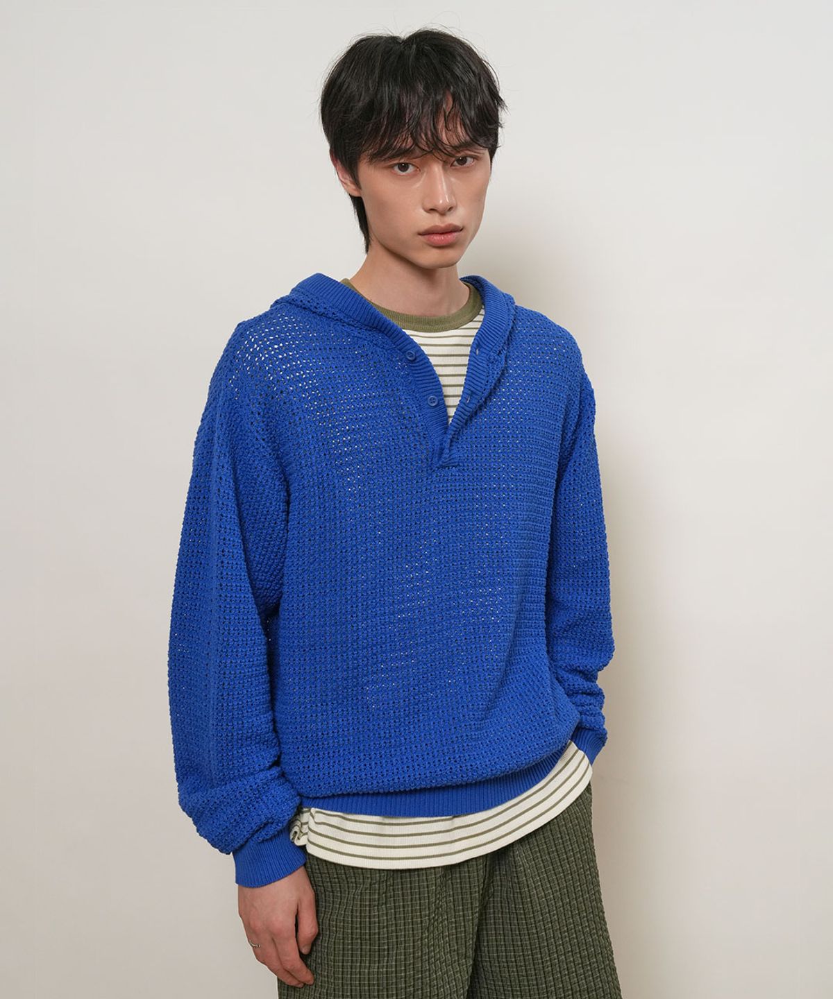 제너럴아이디어(GENERALIDEA) UNISEX 크로셰 후디드 니트 [3COL] / GF1UKP010