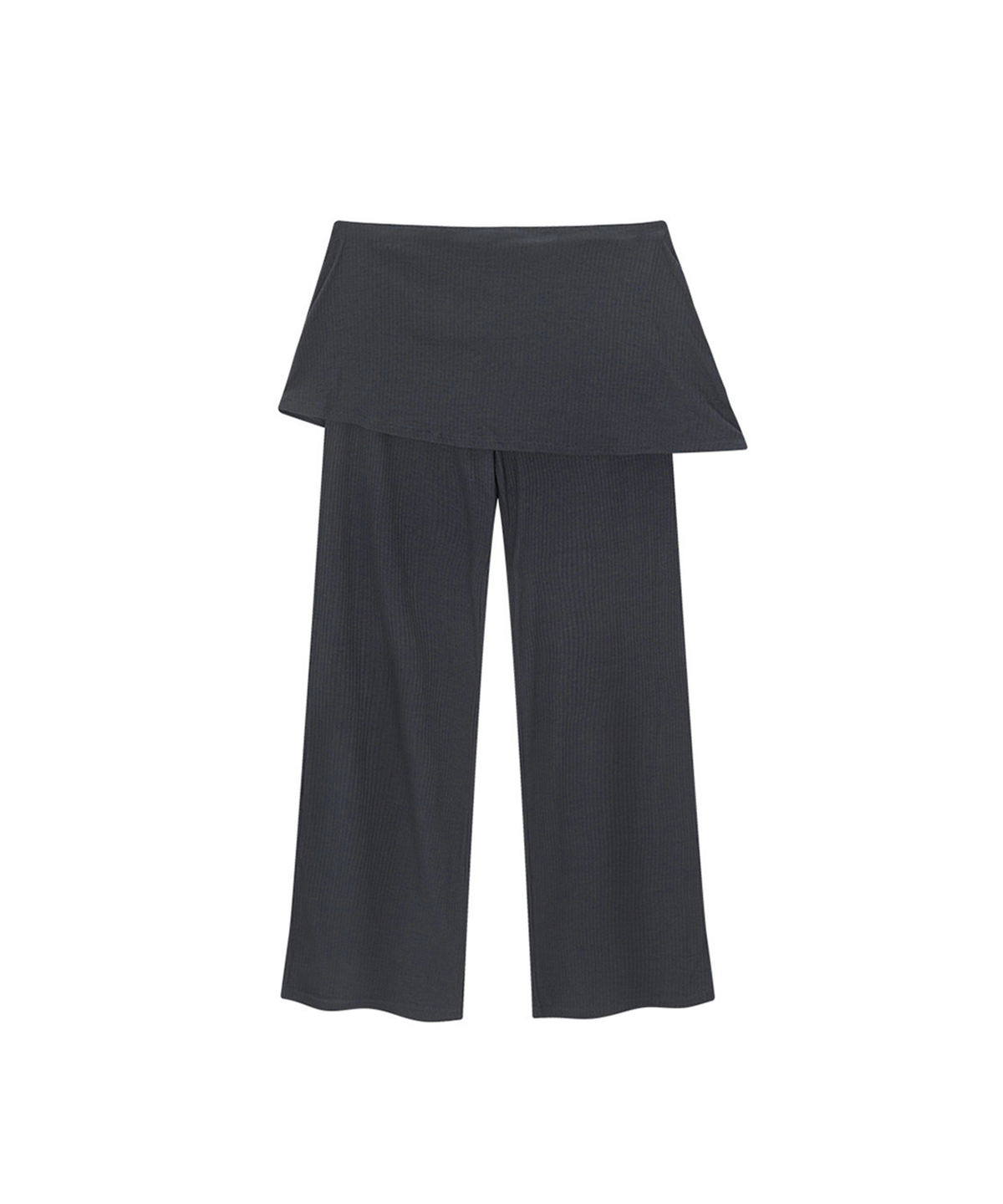 온유어오운(ONYOUROWN) RIB LAYERED SKIRT TROUSERS (CHARCOAL)