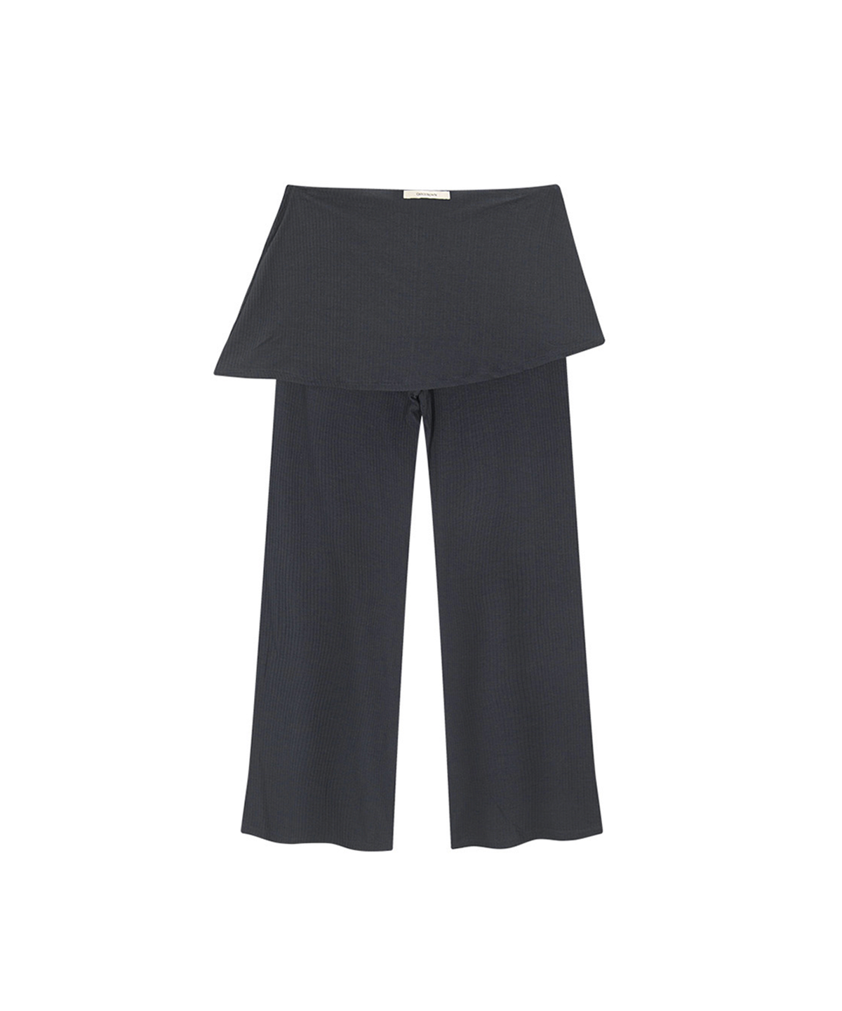 온유어오운(ONYOUROWN) RIB LAYERED SKIRT TROUSERS (CHARCOAL)