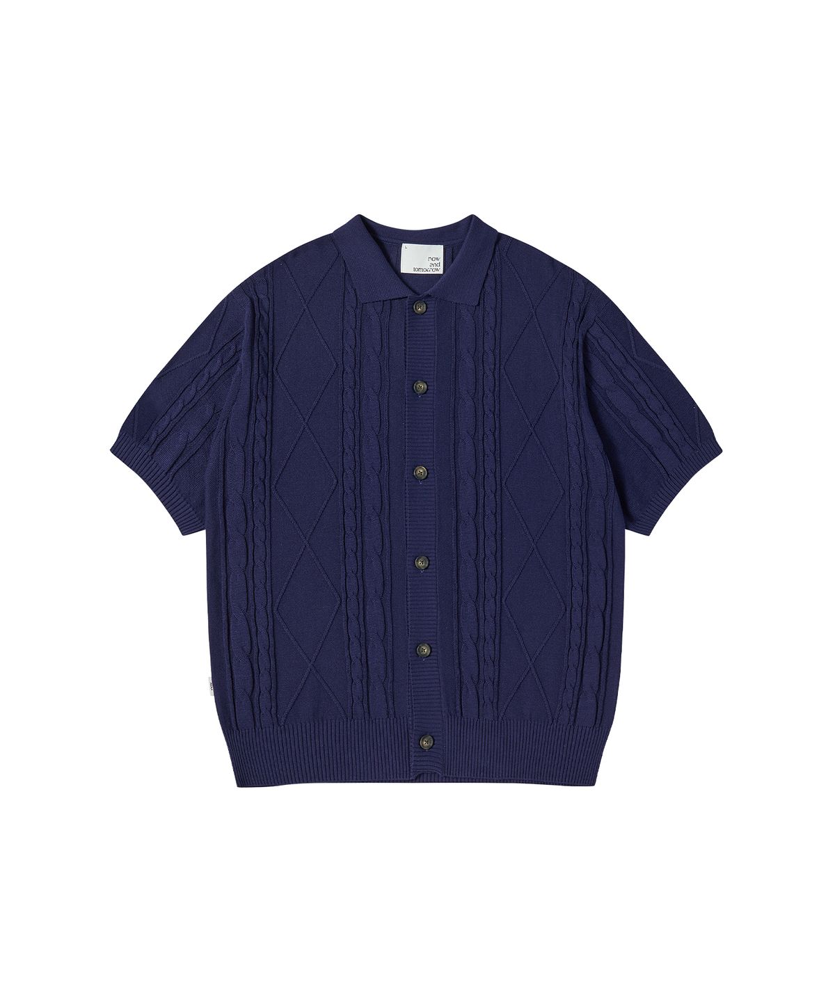 나우앤투모로우(NOWANDTOMORROW) ESSENTIAL HALF CABLE CARDIGAN [NAVY]