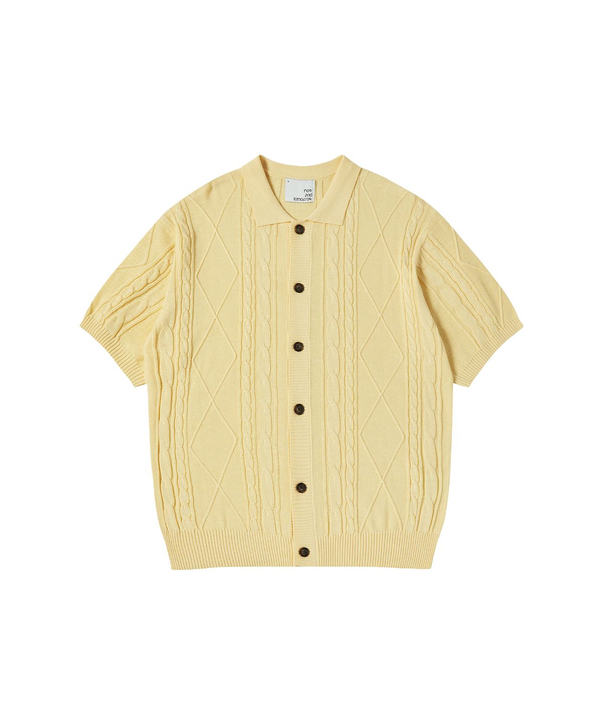 나우앤투모로우(NOWANDTOMORROW) ESSENTIAL HALF CABLE CARDIGAN [YELLOW]